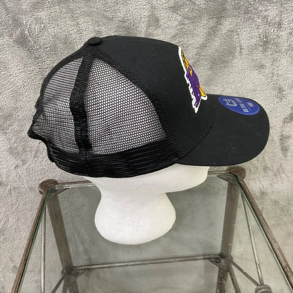 Ultra Game Los Angeles Lakers Trucker Hat Snapback Mesh Cap Black EUC